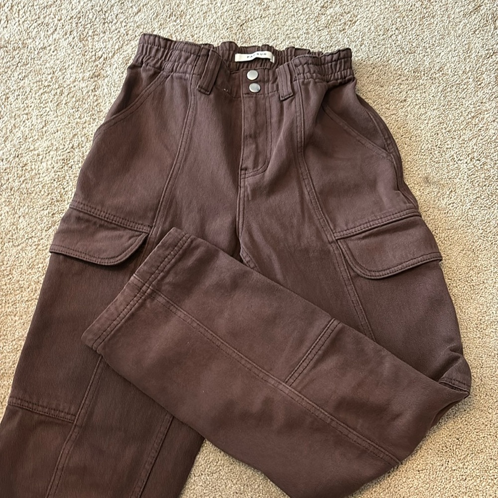 Pacsun brown elastic waist cargo pants XS